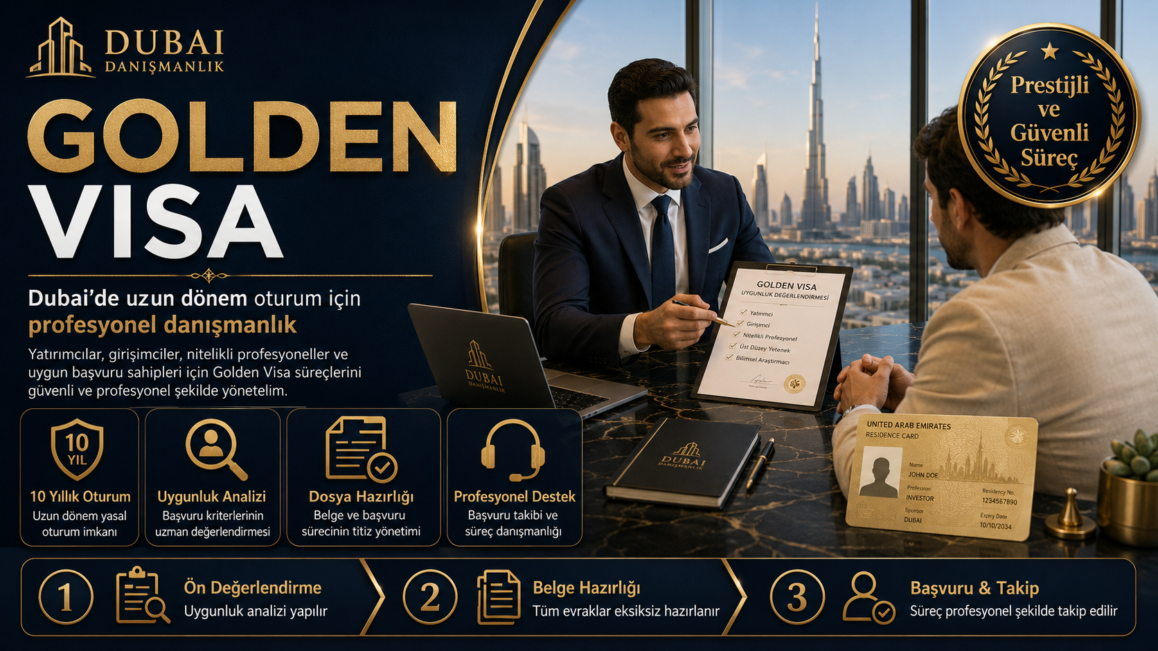 Dubai Golden Visa uygunluk analizi ve başvuru danışmanlığı