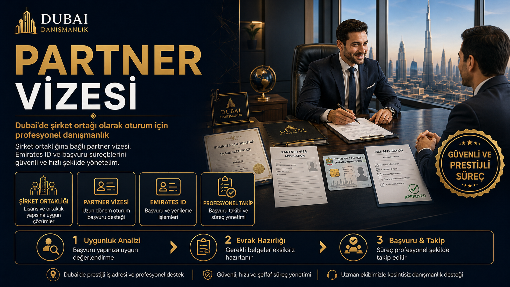 Dubai partner vizesi ve şirket ortağı oturum danışmanlığı